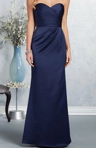 Alfred Angelo Navy Blue Strapless Gown Size 10 Bridesmaid Mother Of Bride Dress - Picture 1 of 11