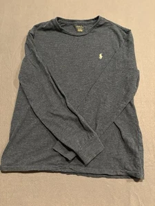 Polo Ralph Lauren Hombres Cuello Redondo Camiseta Manga Larga Poni Algodón Gris Talla Med - Imagen 1 de 7