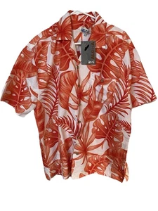Aloha by UZZI Men's Hawaiian shirt-Red- White-XL-button up,collared, 1 pocket - Picture 1 of 16