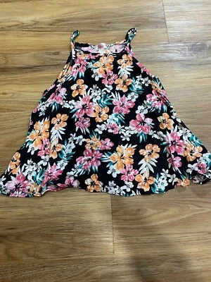 Justice Girl 14 Spaghetti Strap Floral Pattern Black Flowy - Image 1 of 4