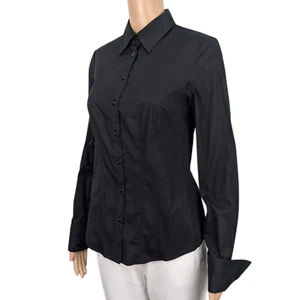 Jacob dress shirt women's S button up black collar flip cuffs - Picture 1 of 6