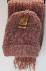 Wintermütze & Schal Kombi in Mauve Fleece Style Mütze Innenfutter - Bild 1 von 3