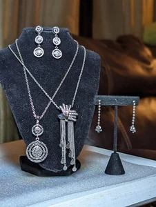 2 Sets Silber & Strass Modeschmuck 17 Zoll Halskette Ohrhänger  - Bild 1 von 12