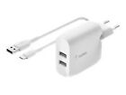 Belkin WCE001vf1MWH  BoostCharge - Power adapter 24 Watt - 2 output connectors (