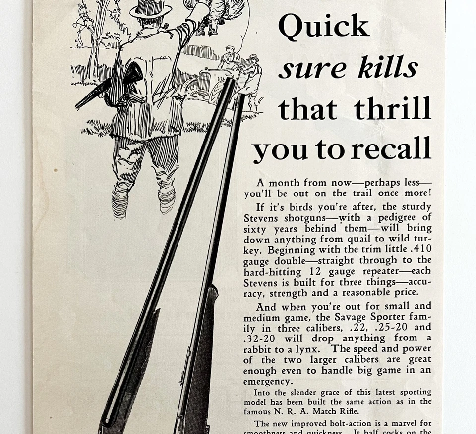 Rifle Savage Stevens modelo 330 anuncio 1924 armas de fuego arte LGBinAd Foto 1 de 2