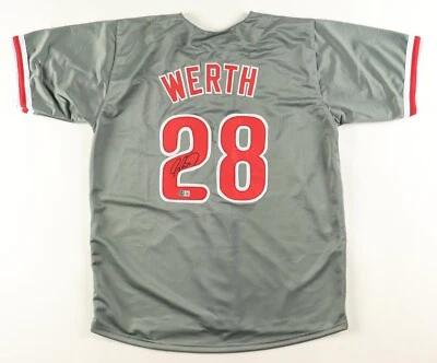 Camiseta firmada por Jayson Werth Philidelphia Phillies Beckett campeón de la Serie Mundial 2008 Foto 1 de 4