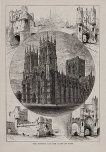 Minster and the Gates of York. Holzstich um 1875 - Picture 1 of 2
