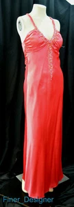 Niki Levas Zum Zum long Liquid Dress train Formal coral Gown prom S 5 6 NEW VTG - Picture 1 of 7