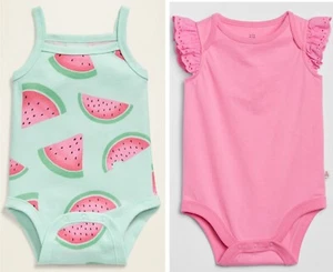 NWT GAP & OLD NAVY 18/24 MONTH WATERMELON & EYELET FLUTTER SLEEVE BODYSUIT SET - Picture 1 of 3