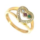 Chopard Happy Moving Diamond Ruby Emerald 3P 18K Yellow Gold Ring Size 8.2US
