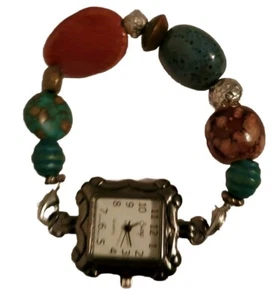 Bienenstock Tausch Armband Uhr Glasperlen silberfarbene Akzente braucht Batterie 7 Zoll - Bild 1 von 4