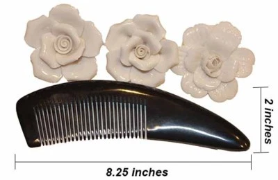 Peine de cuerno de búfalo luna nueva hecho a mano premium, 100 % natural, sin estática (negro) Foto 1 de 3