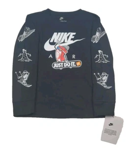 Boys Nike Air Black “Winter” Long Sleeve Tee T-Shirt Size Large 7 (6-7 Yrs) NEW - Picture 1 of 9