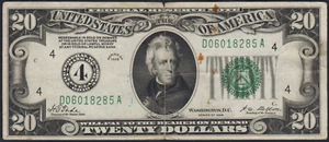 Fr.2050-D 1928 Cleveland $20 Numeric Seal Federal Reserve Note VF Stains - Picture 1 of 2
