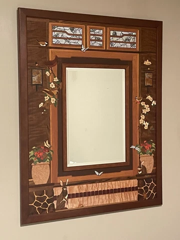 Hudson River Inlay Mirror CRAFTSMAN'S BUNGALOW 32 X 40 Wood Marquetry Artscape Cover