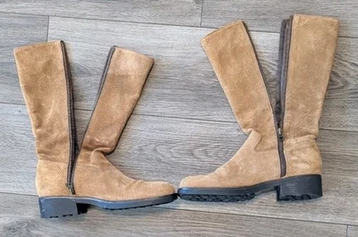 RARO De Colección Eddie Bauer Mujer 8M Bota de Equitación Gamuza Cuero Doble Cremallera Camel Clásico Foto 1 de 4