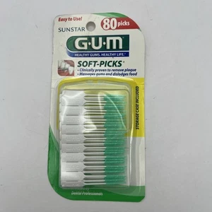 GUM Sunstar Soft-Picks Comfort Flex Dental Picks w/Storage Case 80 Count - Picture 1 of 2