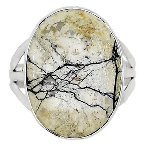 Echter weißer Büffel Türkis 925 Sterling Silber Ring Gr.9 Schmuck R-1003 - Bild 1 von 5