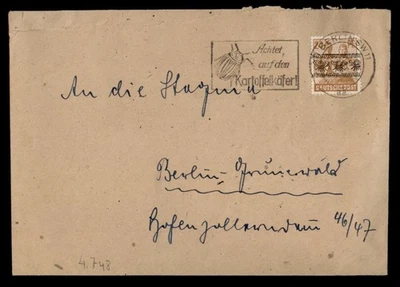 DR WHO 1948 GERMANY OVPT BELRIN SLOGAN CANCEL w21753 - Image 1 of 2