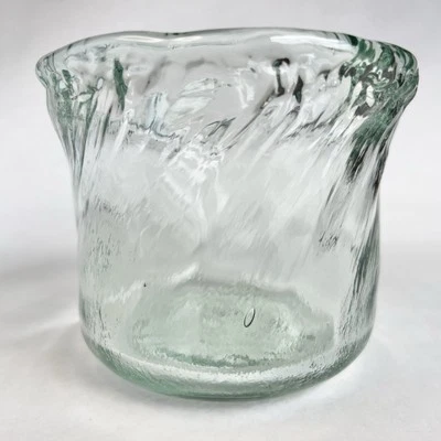 "Florero/tazón de vidrio verde iceberg San Miguel Vidrios soplado a mano 4,5 X 5,5"" España" Foto 1 de 4