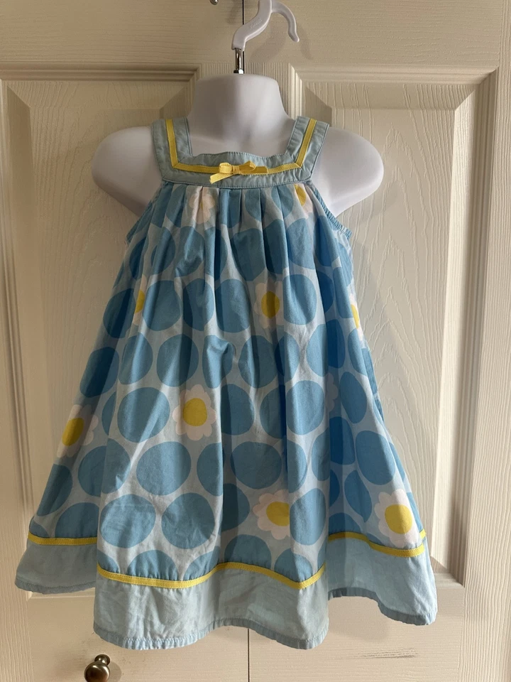 Vestido Gymboree A Pop of Daisies azul amarillo punto margarita talla 2T para niñas pequeñas de colección Foto 1 de 4
