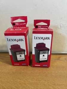 BRAND NEW (2) LEXMARK 70 12A1970 BLACK INK CARTRIDGES GENUINE SEALED - Picture 1 of 1