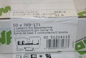 Wago Basisklemme 769-171 2-Leiter/2-Pin-Basisklemme grau  // 50 STÜCK // NEU  - Bild 1 von 1