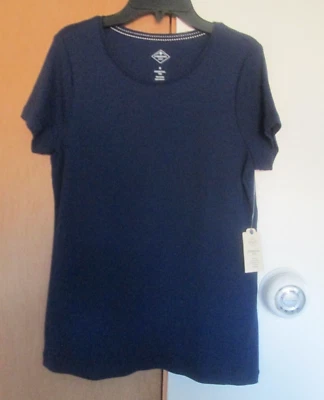 St. John's Bay Misses Size S (4-6) Crew Neck Cotton T-Shirt- American Navy - Image 1 of 4