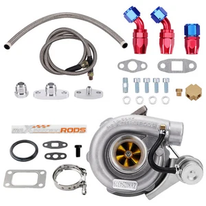 Billet Turbo Turbocharger A/R .63+Oil Line Kit For 1.5L-2.5L any 4 6 cyl 420HP - Picture 1 of 11
