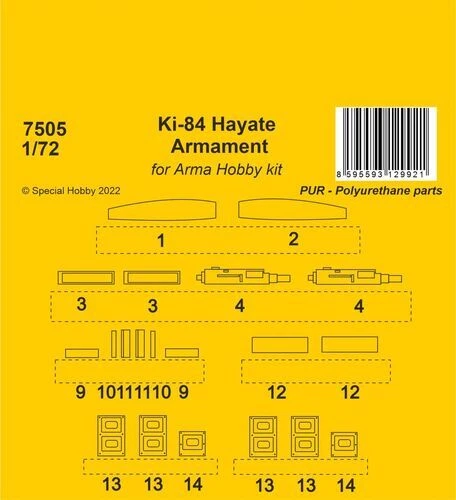 CMK 129-7505 - 1:72 Ki-84 Hayate Armament/Arma Hobby Kit - Nuovo - Immagine 1 di 1
