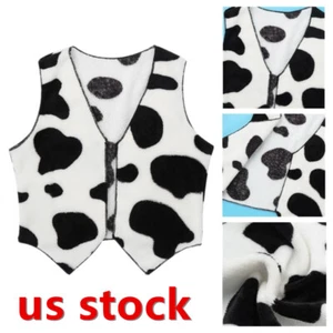 Cowboy Cowgirl Sleeveless Cow Printed Vest Waistcoat Halloween Fancy Costumes - Picture 1 of 12