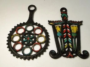 JZH Hex Cast Iron Trivet & Grain & Tassel Cast Iron Trivet Vintage Trivets - Picture 1 of 4