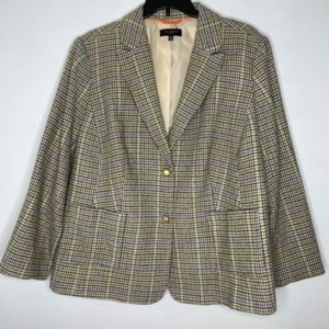 Blazer Talbots Plus Pata de Gallo Tweed Mezcla de Lana Carrera Clásica 24W - Imagen 1 de 7