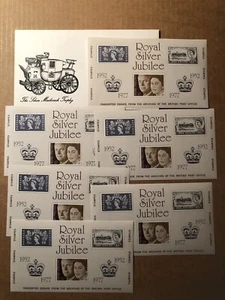 6 X GREAT BRITAIN STMPEX 1977 ROYAL SILVER JUBILEE S. BLÄTTER MIT UMSCHLAG POSTFRISCH - Bild 1 von 9