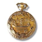 Vintage Colibri Gold Tone Swiss-Made Pocket Watch Duck Hunting Needs Repair