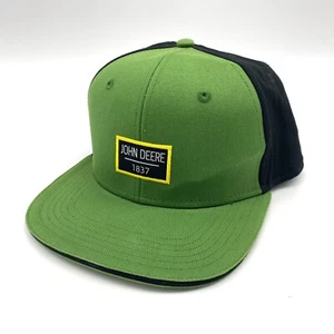 John Deere Strapback Hat Men's One Size Green Black 1837 Logo Adjustable Rare - Picture 1 of 8