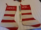 Mr Mrs Embroidered Christmas Stocking for newlyweds 1st Christmas farmhouse wedd