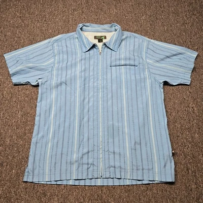 Camisa EMS Vintage con Cremallera Azul L SS Cuello Bolsillo Exterior Informal Senderismo Viaje Foto 1 de 4
