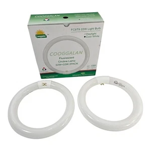 2 Pack Cooggalan 8" Cool White Flourescent Circline Lamp FC8T9 22W 1350 Lumens - Picture 1 of 11