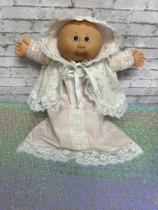 CABBAGE PATCH Preemie Bald Baby Doll 1980s Outfit Bonnet Shoes Vintage - Picture 1 of 13
