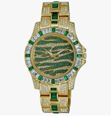 Adee Kaye Reloj Hombre Camaleón Esfera Tono Verde y Dorado Pulsera Latón AK1177G Foto 1 de 4