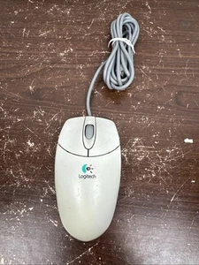 Vintage Logitech Scroll Wheel Ball Mouse M-C48 PS/2 Gray Retro Excellent TESTED - Picture 1 of 6