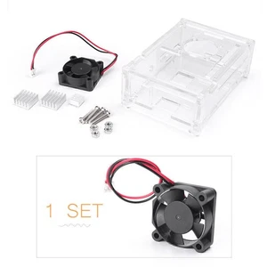 Przezroczysta obudowa obudowy + wentylator chłodzący + radiator pasuje do Raspberry Pi B + / 2/3 Model 0 - Zdjęcie 1 z 8