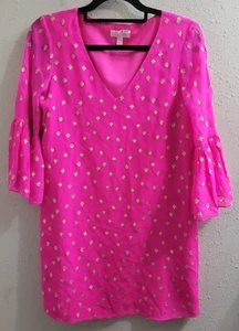 Lilly Pulitzer Caroline Silk Tunic Dress Starry Chiffon Size 0 Piñata Pink - Picture 1 of 9