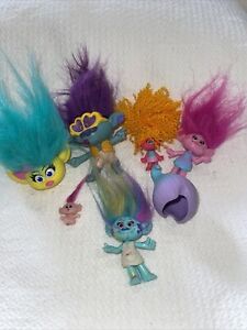 Lot Of 6 Trolls Dreamworks Movie Figures Dolls Poppy  Branch Mini Baby