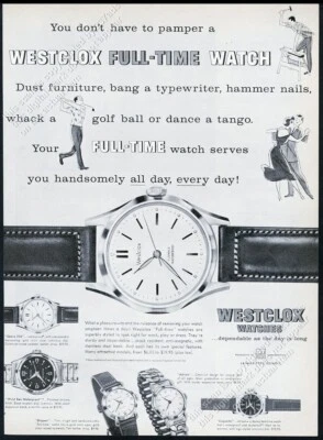 Reloj Westclox 1957 Wrist Ben impermeable 6 estilos foto vintage impresión anuncio Foto 1 de 4