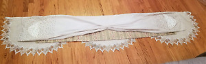 81" FIREPLACE MANTEL SCARF DRAPE Neutral Beige~Greens~Lace~Embellishments 18"D