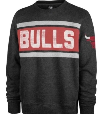 全新带标签男式 '47 黑色芝加哥公牛队旁路翠贝卡套衫运动衫尺寸 XXL 75 美元 — 第 1/4 张图片