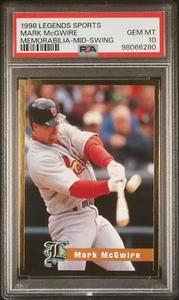 PSA 10 GEM MINT 1998 LEGENDS SPORTS MEMORABILIA MARK McGWIRE A'S CARDINALS B190 - Picture 1 of 2