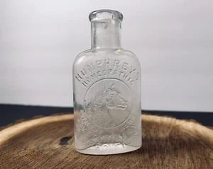 Antique Mini Glass Bottle-Humphreys Homeopathic Collectible Bottle-Tooled Top - Picture 1 of 5